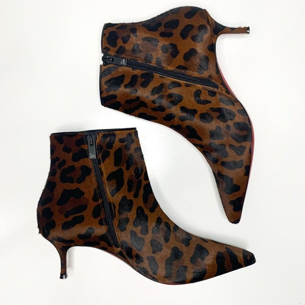 Christian Louboutin So Kate 55 Ankle Booties EU 39.5 US 9.5 Leopard Pony Heels - Picture 6 of 9